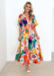 Bloom Elegance – Midi Jurk met Abstracte Bloemenprint