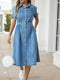 Beth | Stijlvolle Denim Midi Jurk met Knoopsluiting