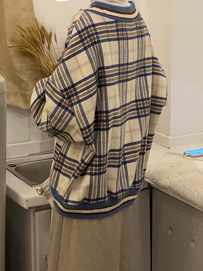 Beverly | Oversized Geruite Trui met V-Hals voor Dames