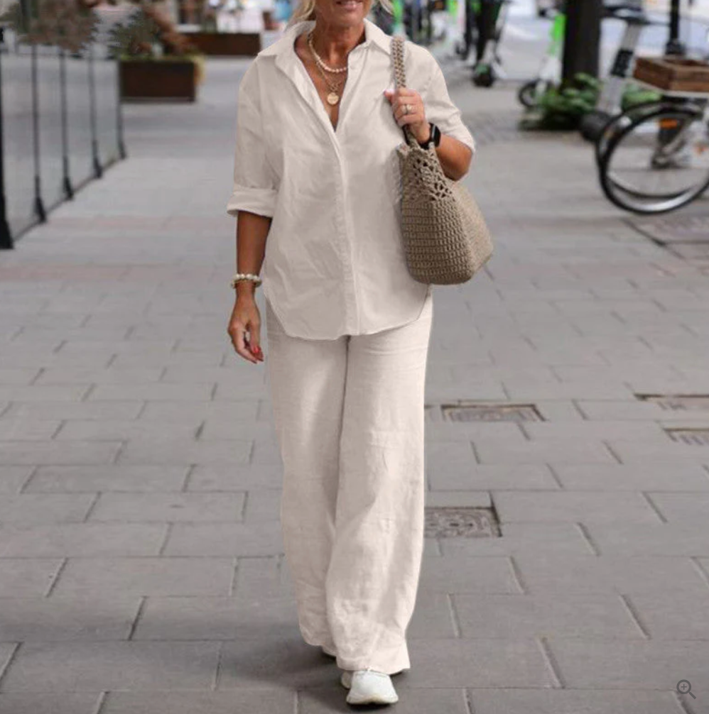 Larona - Complete linen set for women (blouse + trousers)