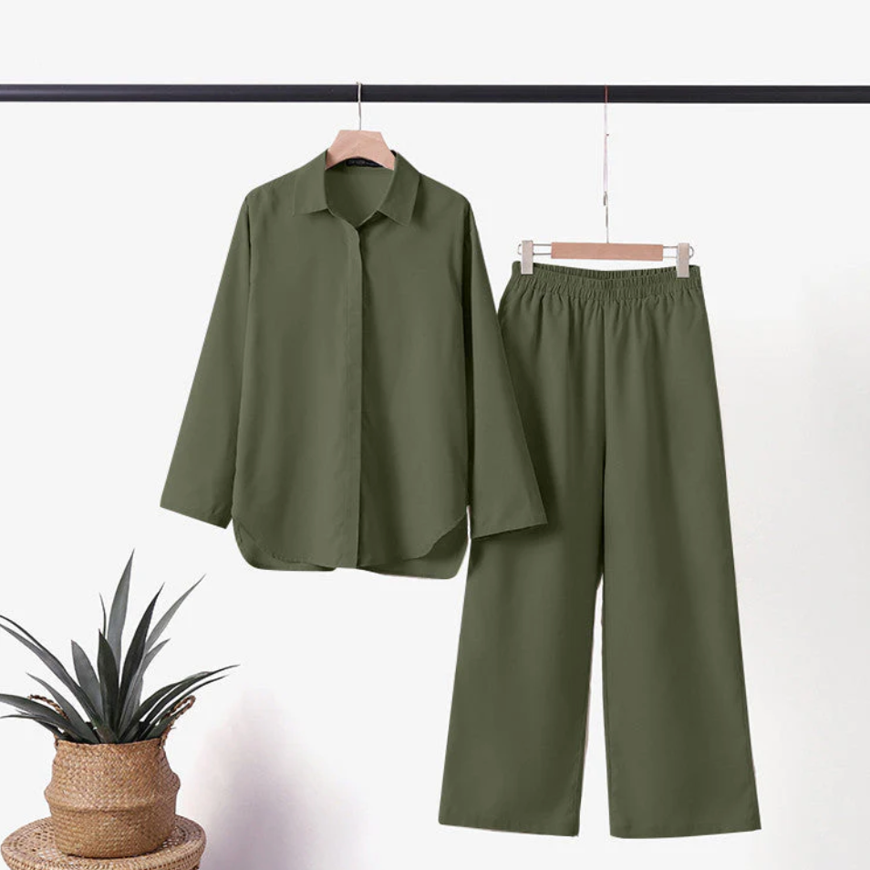 Larona - Complete linen set for women (blouse + trousers)