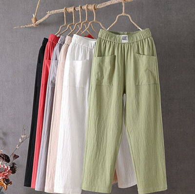 MARIKA - Linen trousers with elastic waistband