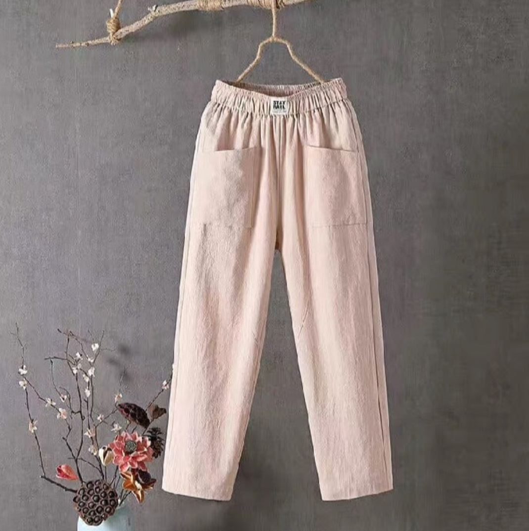 MARIKA - Linen trousers with elastic waistband