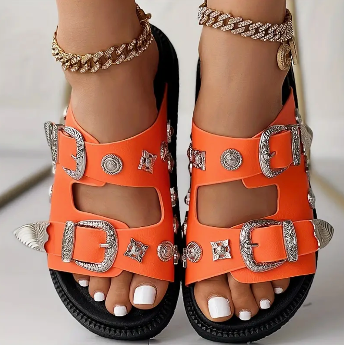Lisa - The solid color platform sandals for women