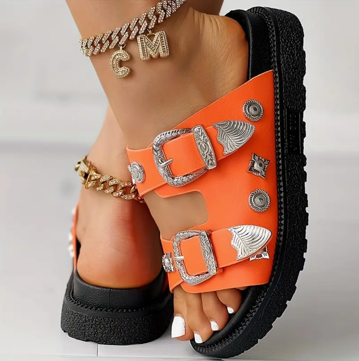 Lisa - The solid color platform sandals for women