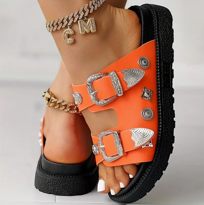 Lisa - The solid color platform sandals for women