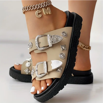 Lisa - The solid color platform sandals for women