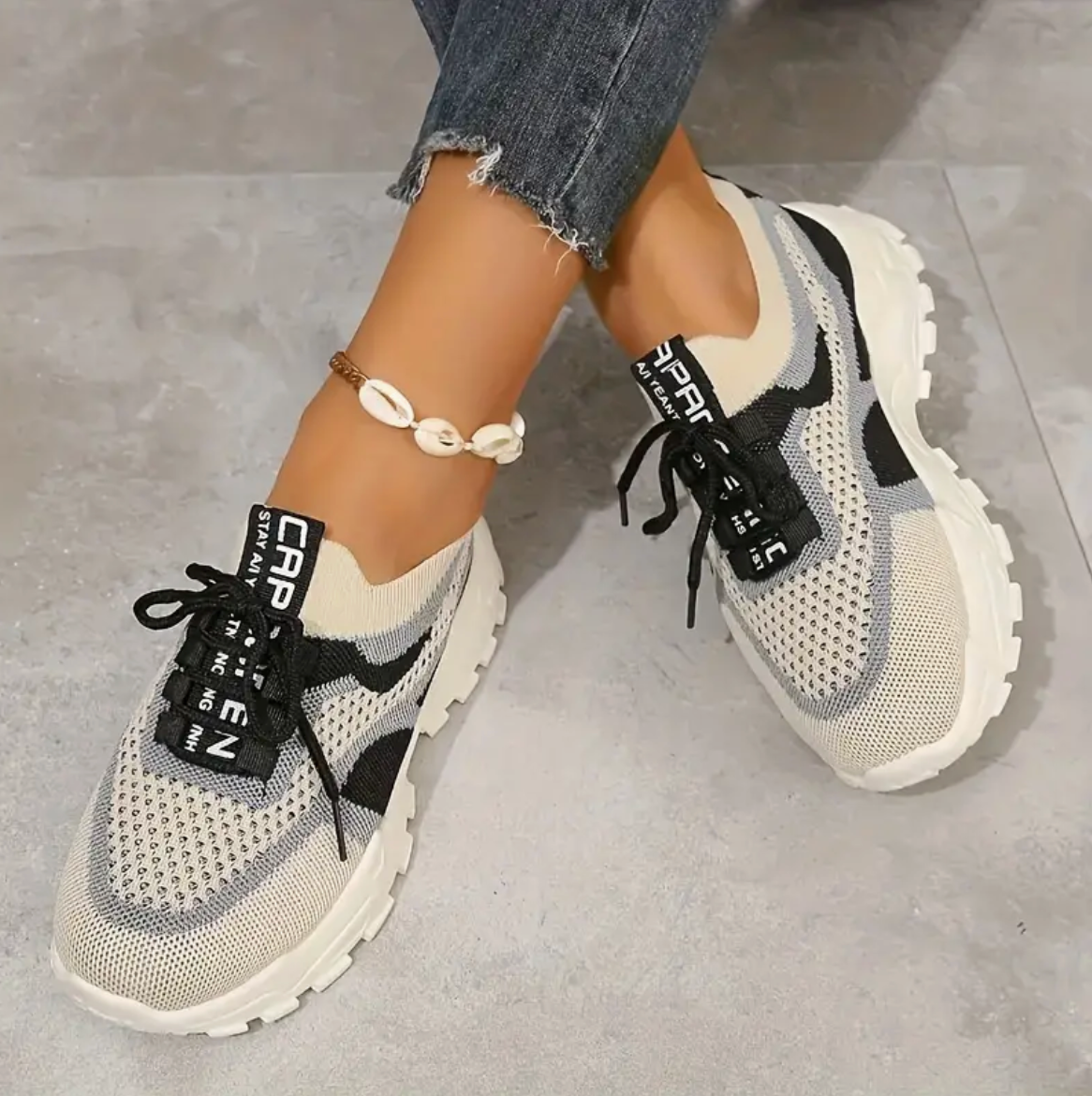 Femke - The breathable knitted platform sneakers for women