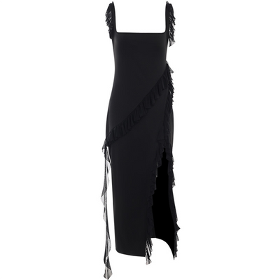 ROMINA - Gerimpelde Maxi-jurk met Splits
