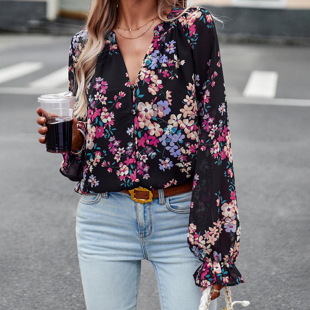 Sophie - Floral Button-Up Blouse