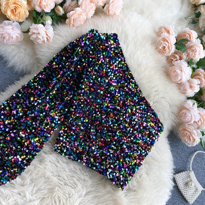 Fleur Glitter One Shoulder Top