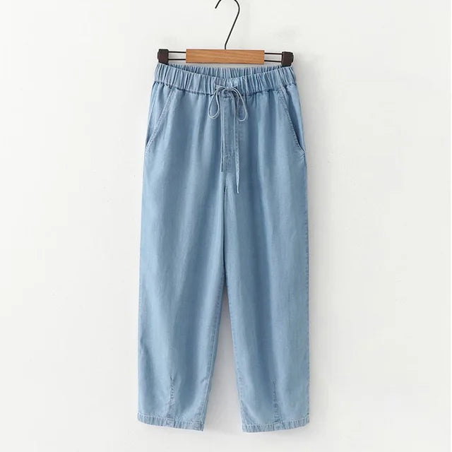 Jilena - High-waisted Lyocell Denim Pants