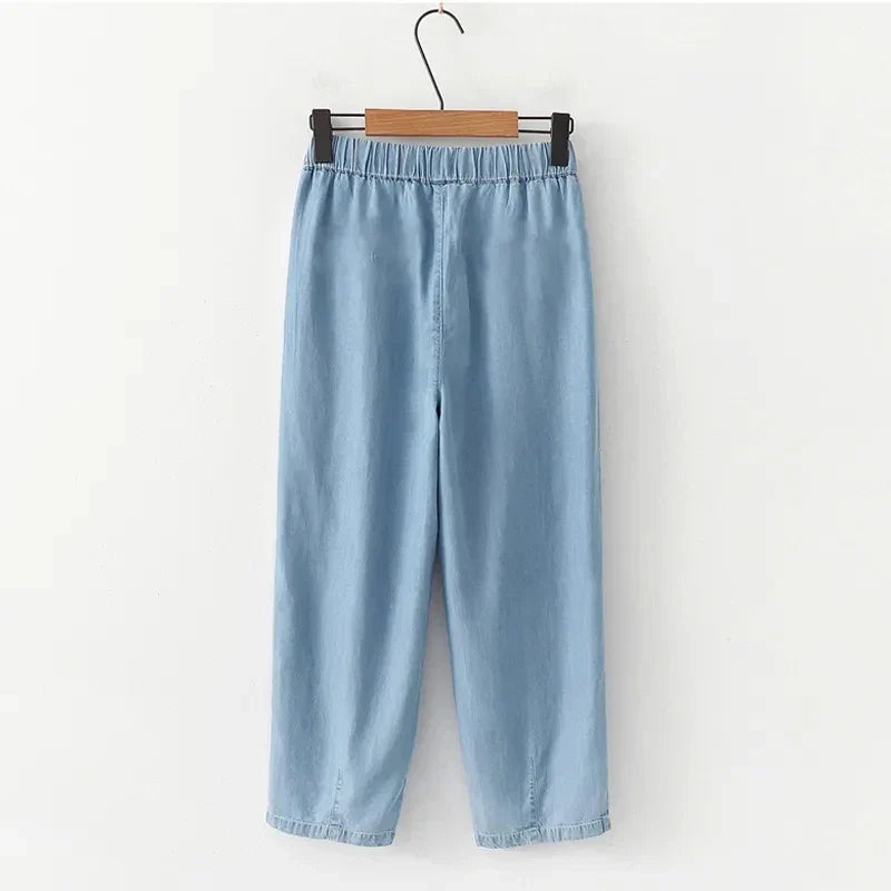 Jilena - High-waisted Lyocell Denim Pants