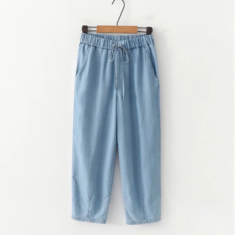 Jilena - High-waisted Lyocell Denim Pants