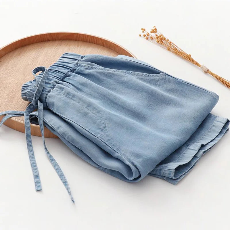 Jilena - High-waisted Lyocell Denim Pants