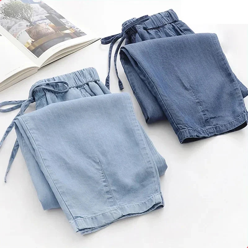 Jilena - High-waisted Lyocell Denim Pants