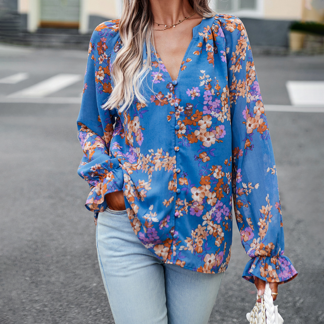 Sophie - Floral Button-Up Blouse