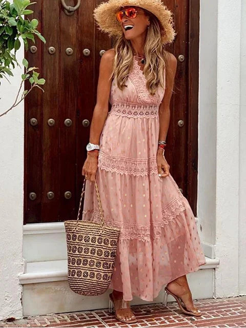 Iris - stijlvolle boho kanten maxi jurk
