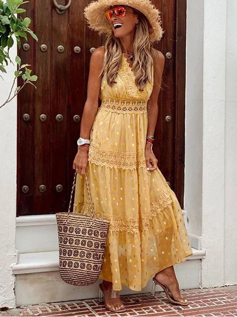 Iris - stijlvolle boho kanten maxi jurk
