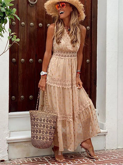 Iris - stijlvolle boho kanten maxi jurk