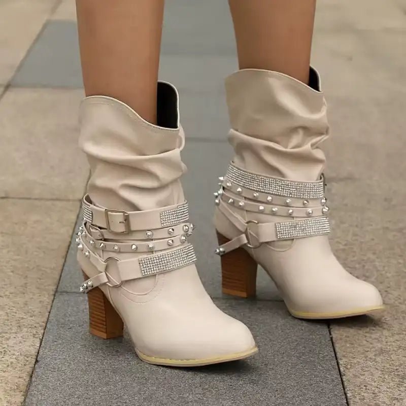 Goldie - Boots with Rhinestones and Buckle