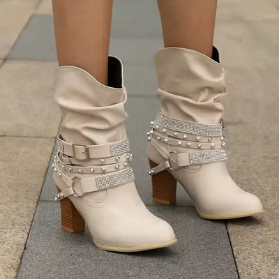 Goldie - Boots with Rhinestones and Buckle