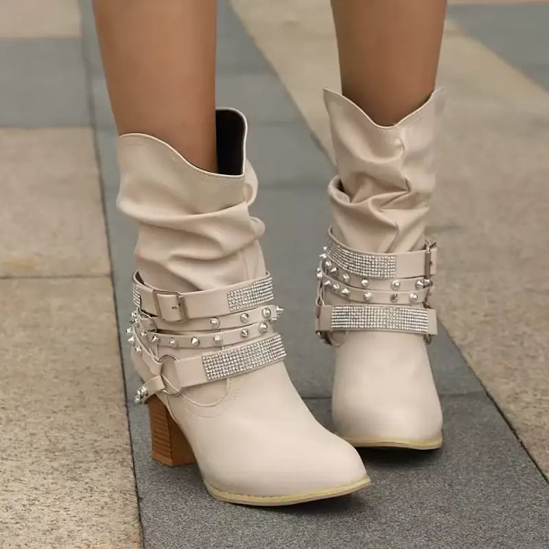 Goldie - Boots with Rhinestones and Buckle