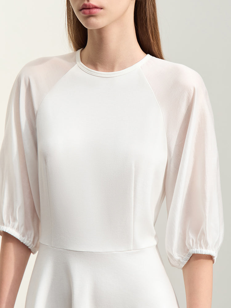 Bridget | Elegante A-lijn Jurk met Transparante Mouwen