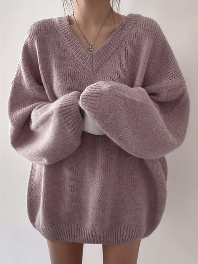 Britney | Oversized V-Hals Trui met Lange Mouwen voor Dames