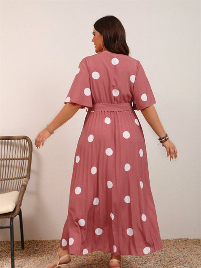 Brooklyn | Elegante Polka Dot Maxi Jurk met Ceintuur