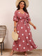 Brooklyn | Elegante Polka Dot Maxi Jurk met Ceintuur