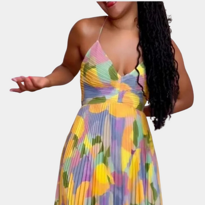 Fabienne - Stylish and colorful pleated women's dress