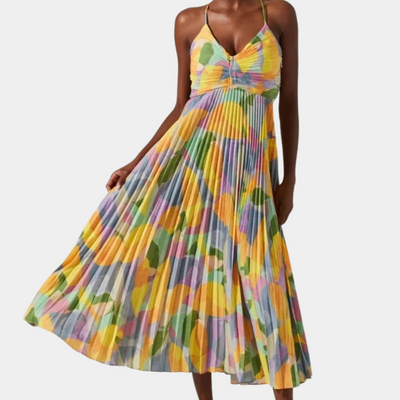 Fabienne - Stylish and colorful pleated women's dress