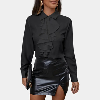 Ketty - Classic Blouse with Ruffle Details for Women