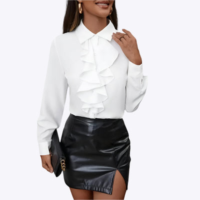 Ketty - Classic Blouse with Ruffle Details for Women