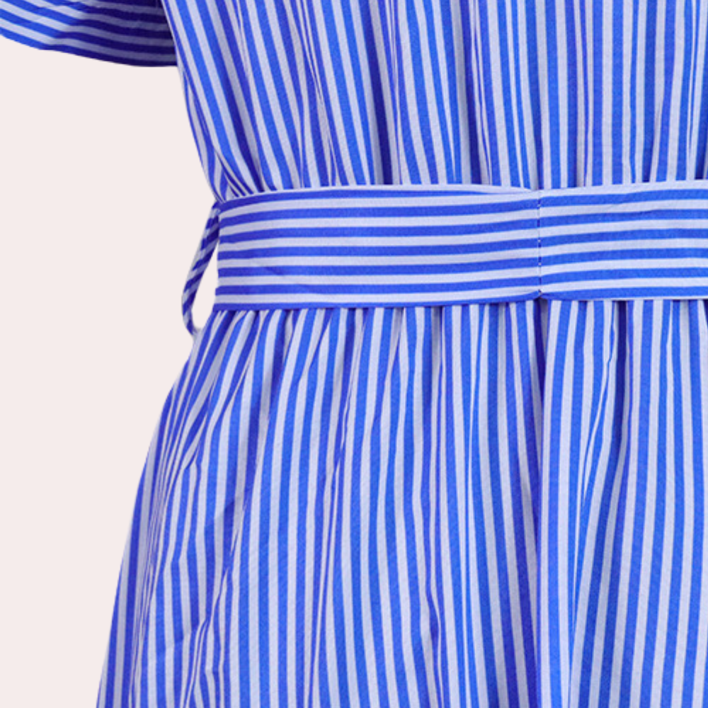 Irina - Gestreepte dames maxi-jurk met ceintuur