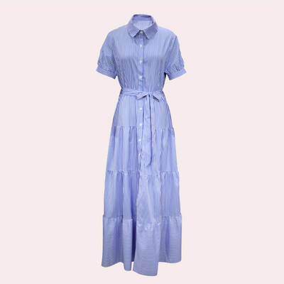 Irina - Gestreepte dames maxi-jurk met ceintuur