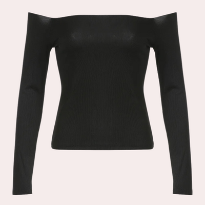 Off-shoulder damestop met lange mouwen