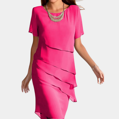 Karmen - Luxurious Chiffon Midi Dress with Layered Designs