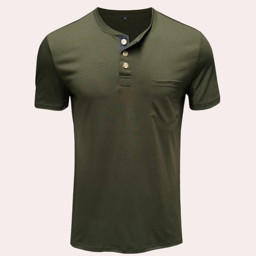 Xaver - Stijlvol T-shirt met knoopjes voor heren