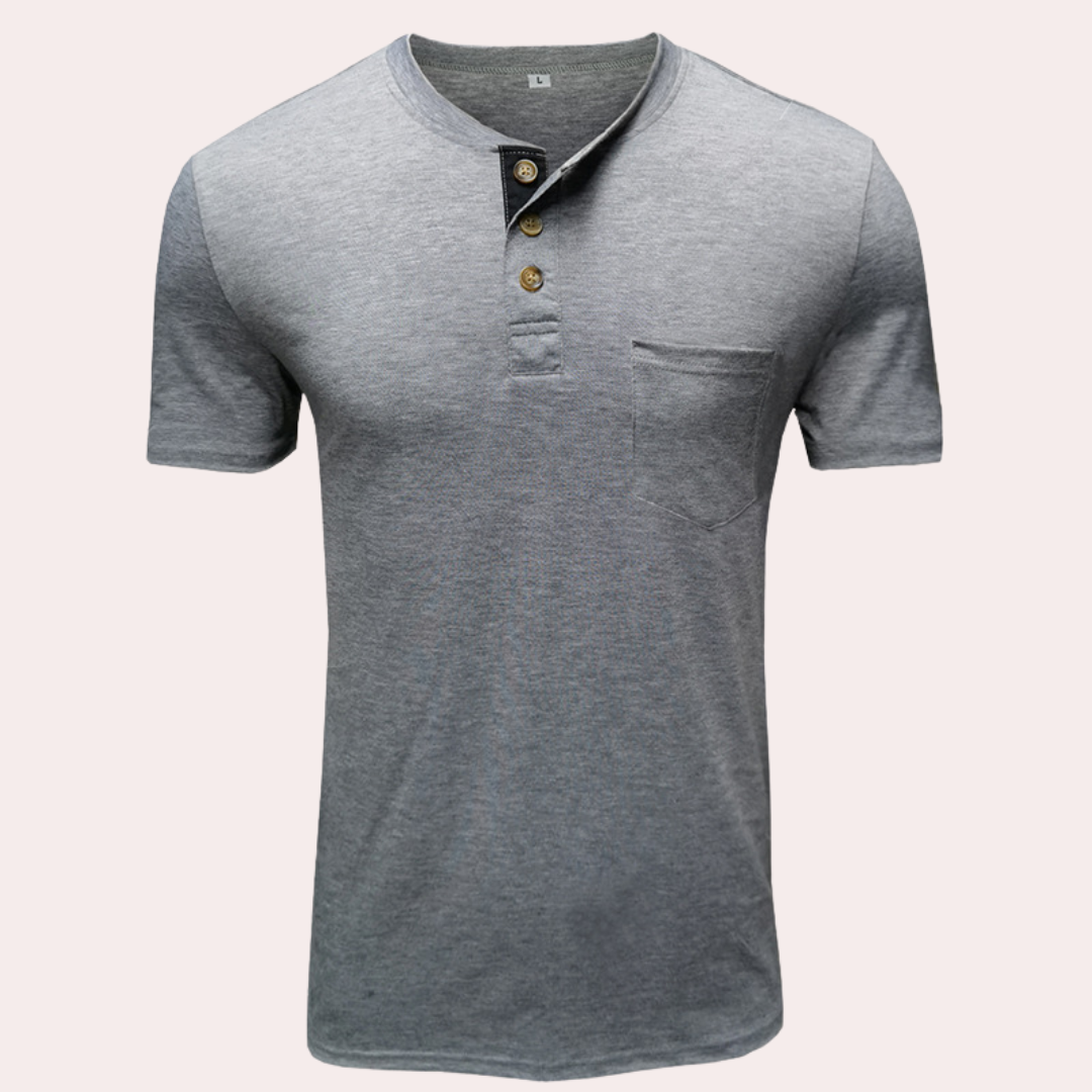 Xaver - Stijlvol T-shirt met knoopjes voor heren
