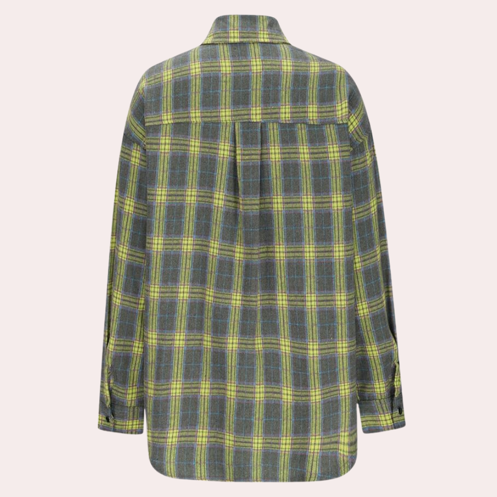 Iryna - Fashionable checked women's shirt with long sleeves