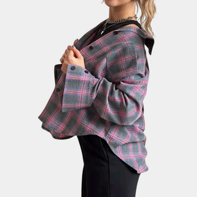 Iryna - Fashionable checked women's shirt with long sleeves