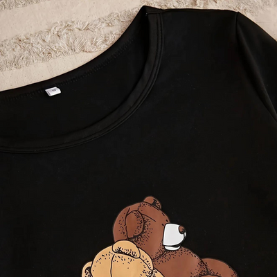 Inge - Comfortable Crew Neck Top and Plaid Pants Ensemble