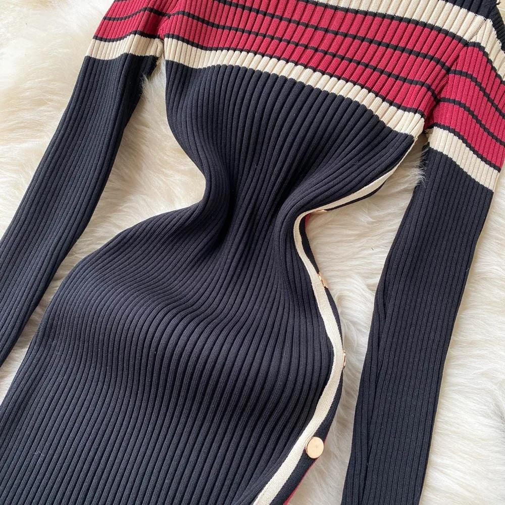 Eluned - Trendy gebreide jurk met koude schouders voor dames