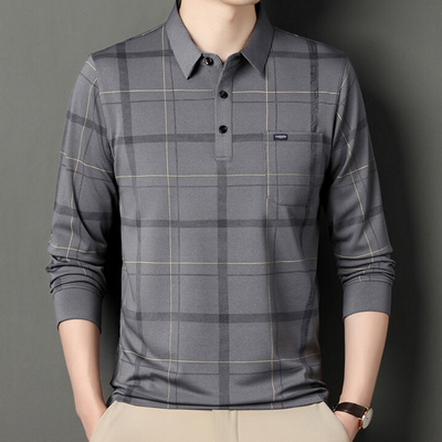 Timot - Stijlvol geruit heren t-shirt met lange mouwen