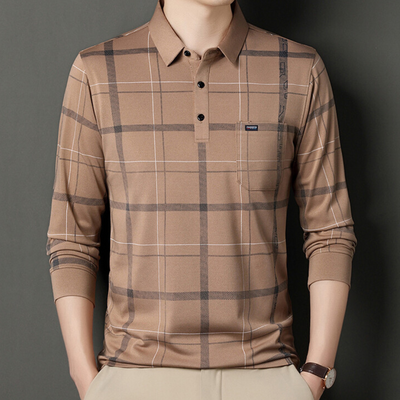 Timot - Stijlvol geruit heren t-shirt met lange mouwen