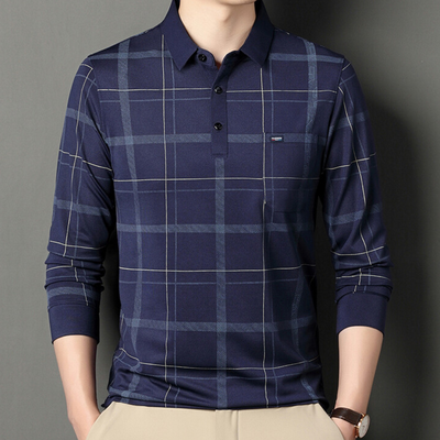 Timot - Stijlvol geruit heren t-shirt met lange mouwen