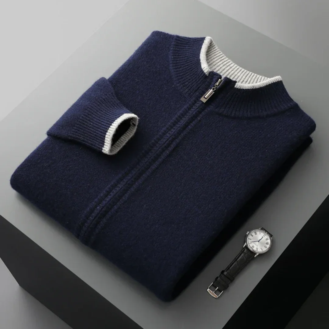 Merino - Heren wollen vest met rits