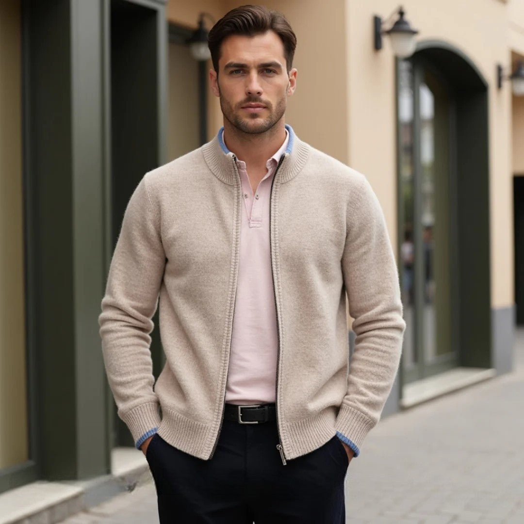 Merino - Heren wollen vest met rits